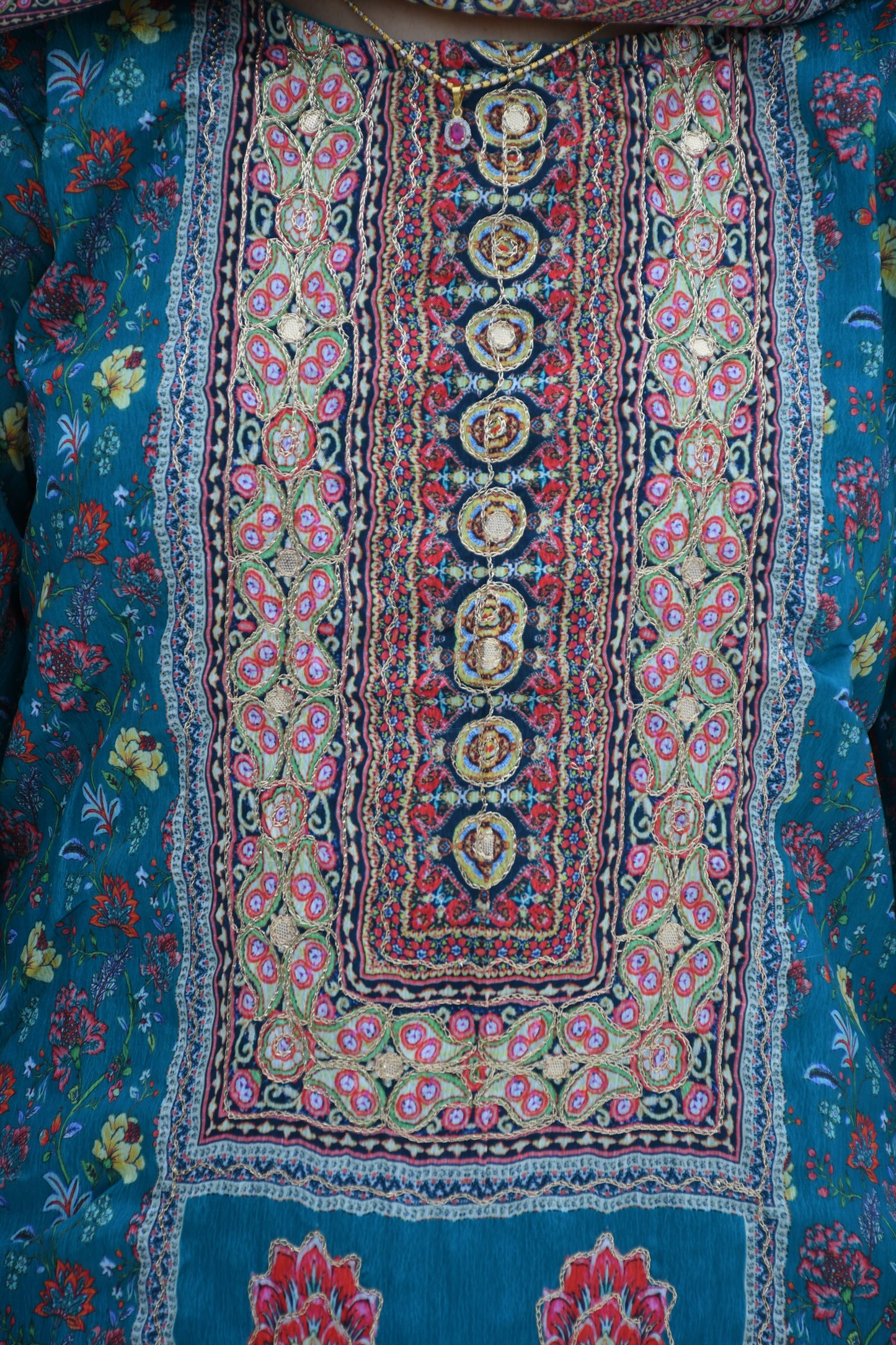 Teal Meadow Printed Suit Set