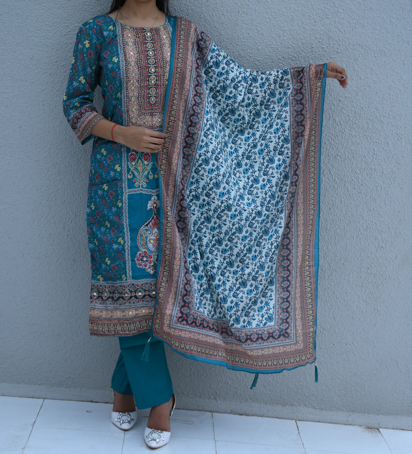 Teal Meadow Printed Suit Set