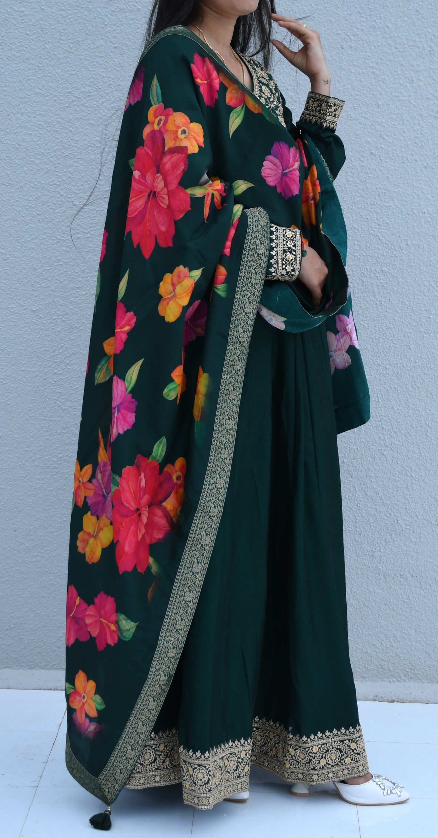 Emerald Bloom Anarkali Set