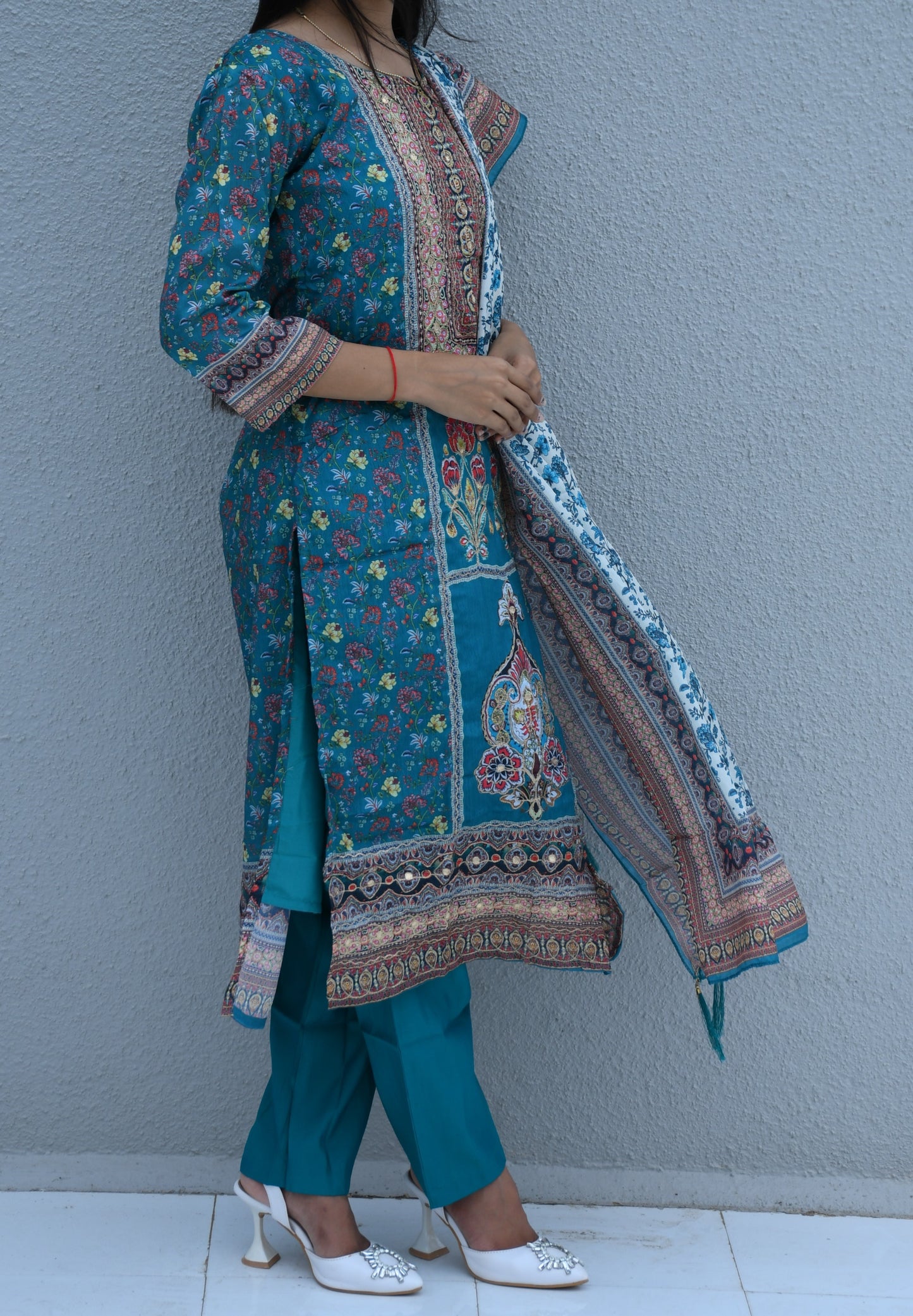 Teal Meadow Printed Suit Set