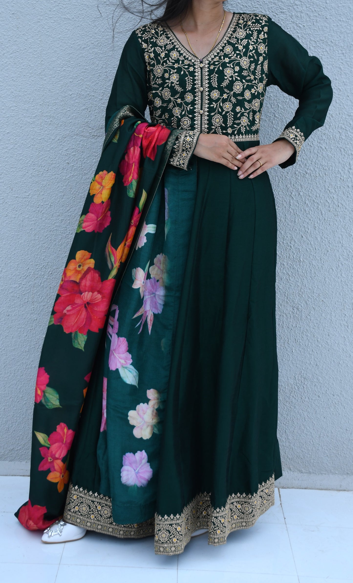 Emerald Bloom Anarkali Set