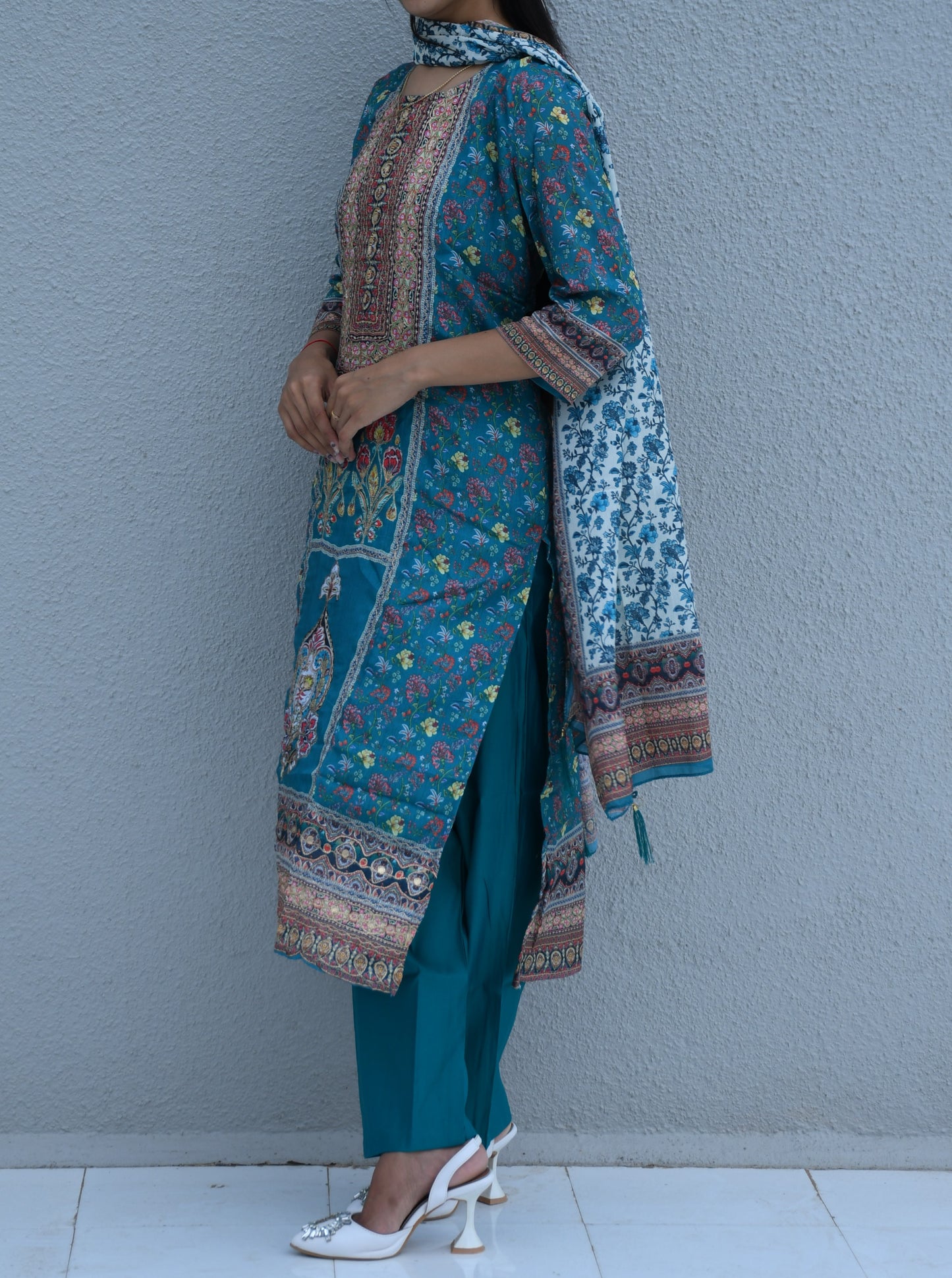 Teal Meadow Printed Suit Set