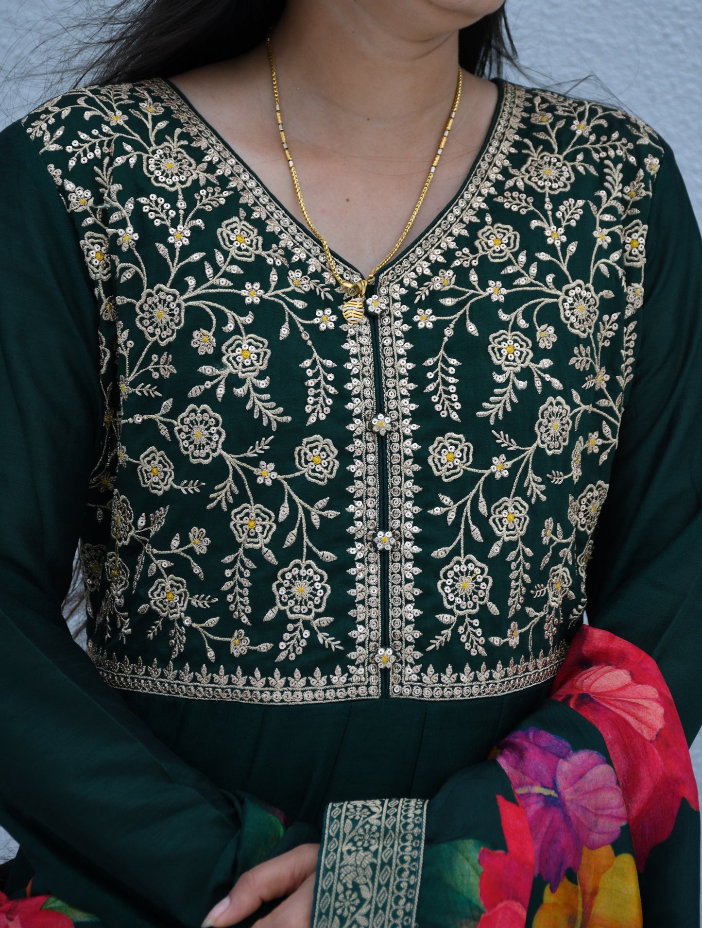 Emerald Bloom Anarkali Set