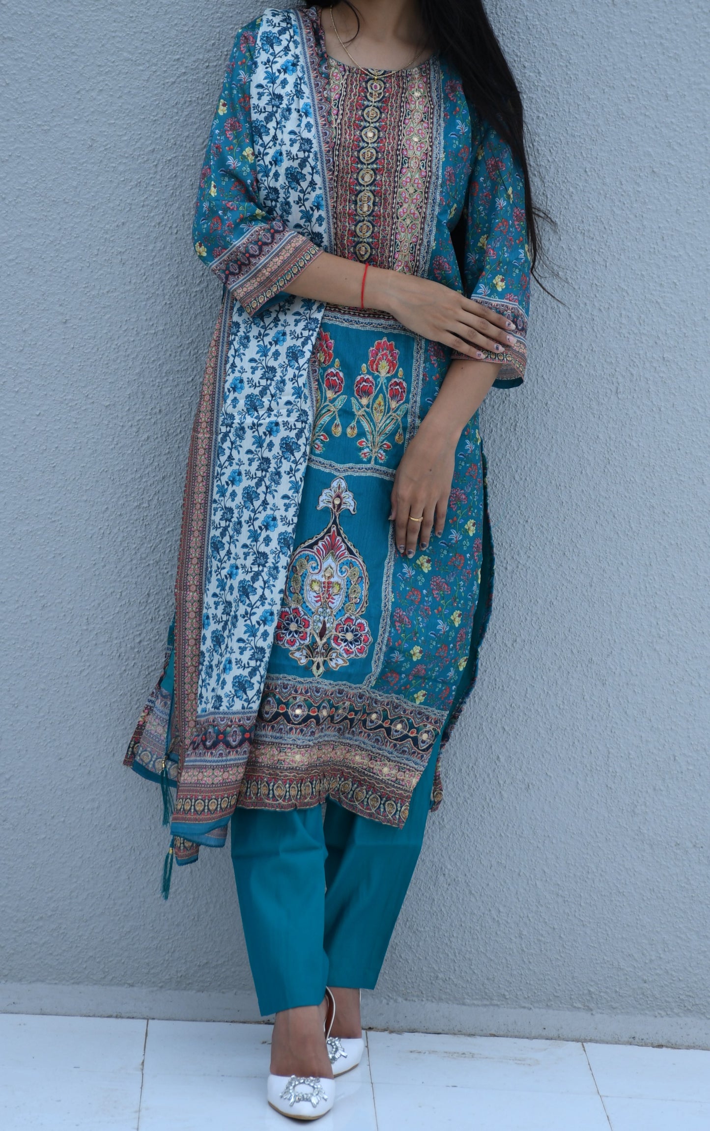 Teal Meadow Printed Suit Set