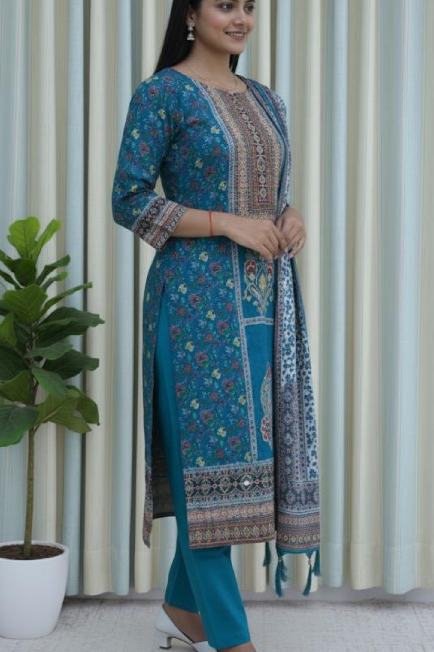 Teal Meadow Printed Suit Set