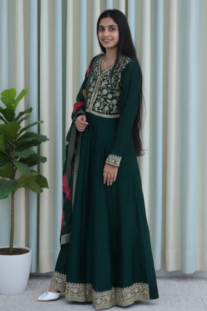 Emerald Bloom Anarkali Set