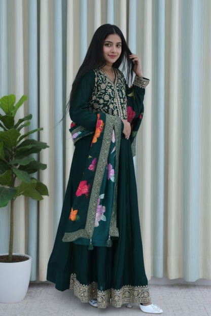 Emerald Bloom Anarkali Set
