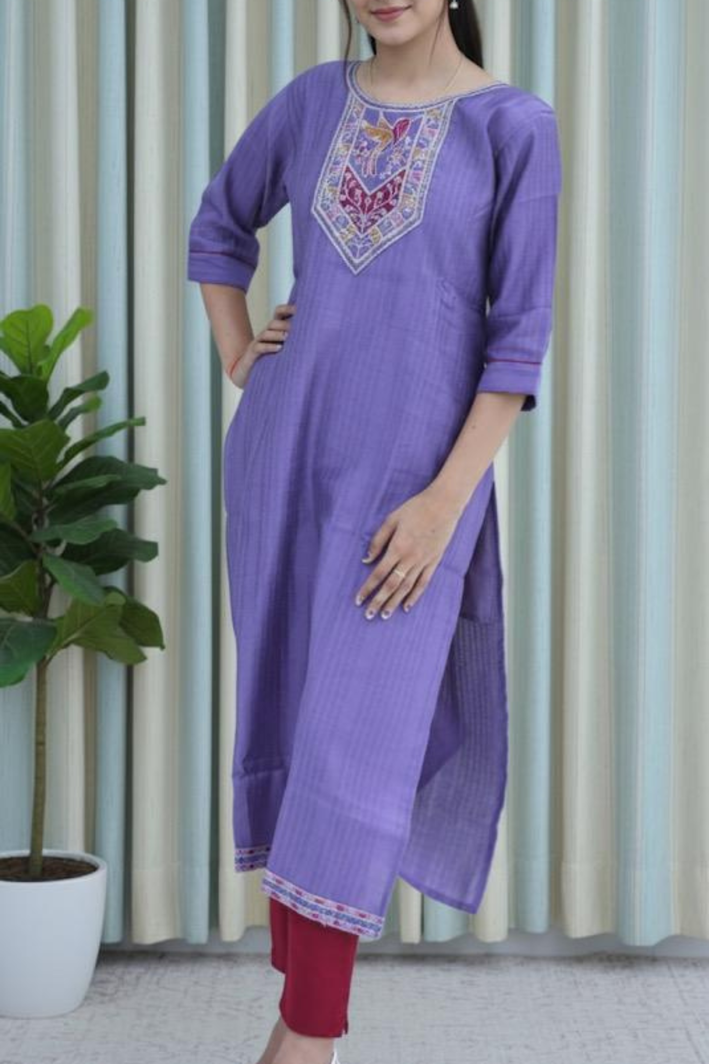 Neelika Bird Motif Kurti Set