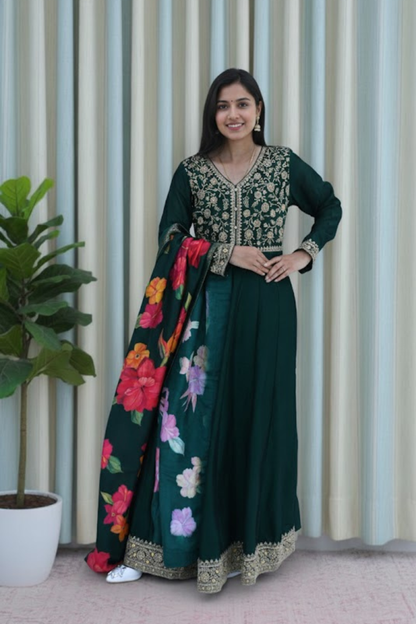 Emerald Bloom Anarkali Set