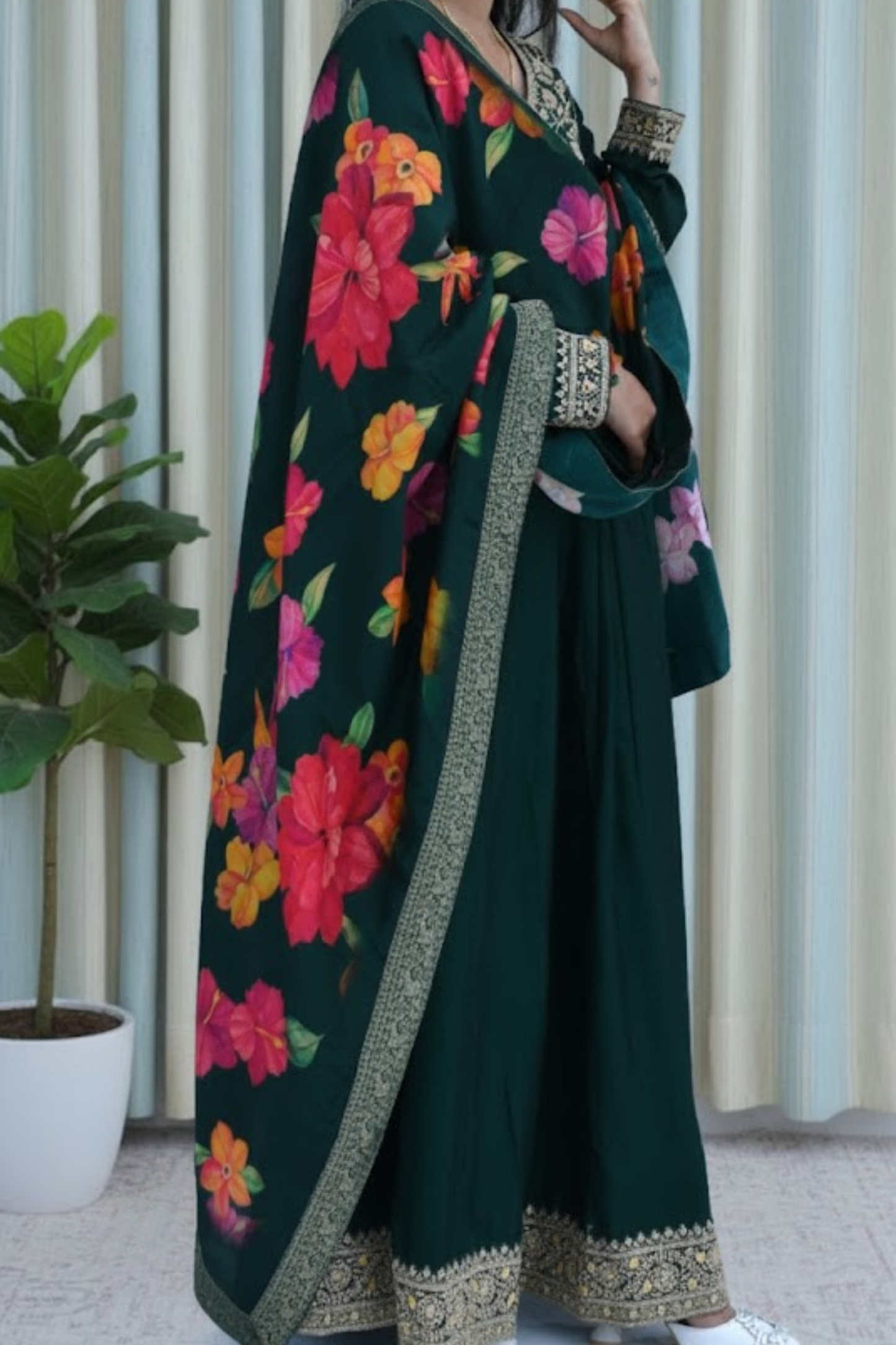 Emerald Bloom Anarkali Set