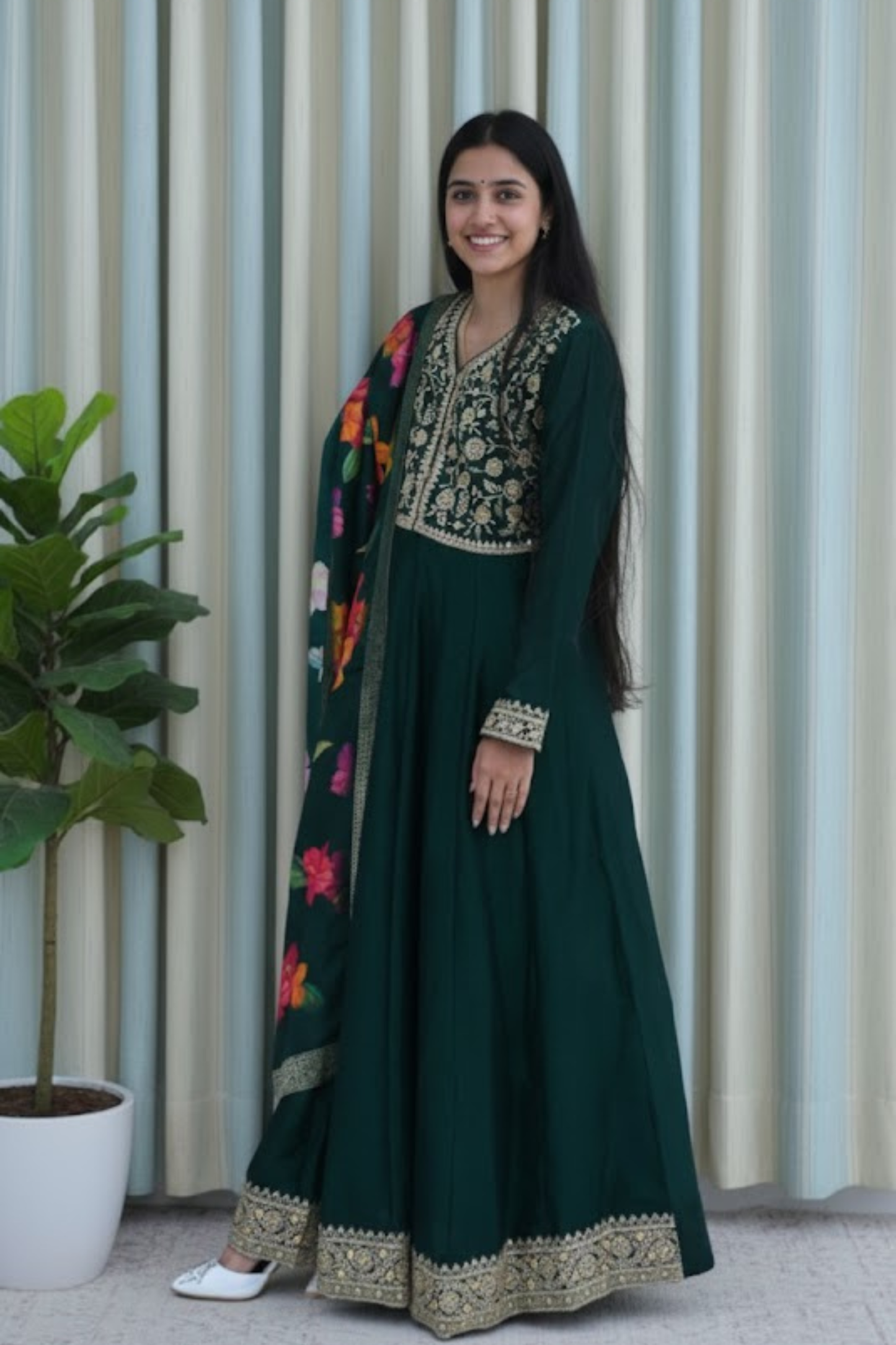 Emerald Bloom Anarkali Set