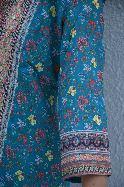 Teal Meadow Printed Suit Set