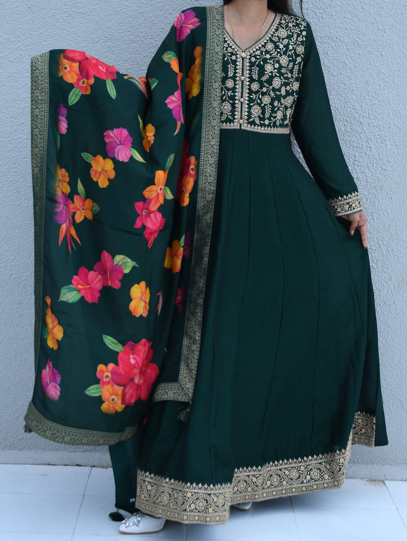 Emerald Bloom Anarkali Set