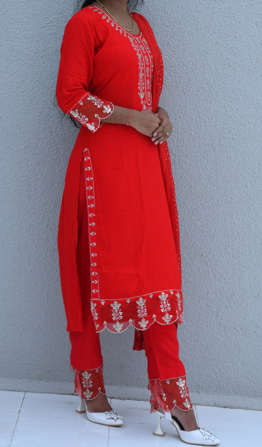 Scarlet Shine Suit Set