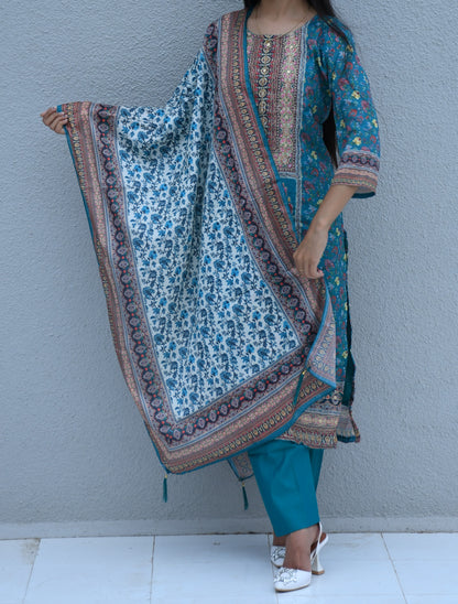 Teal Meadow Printed Suit Set