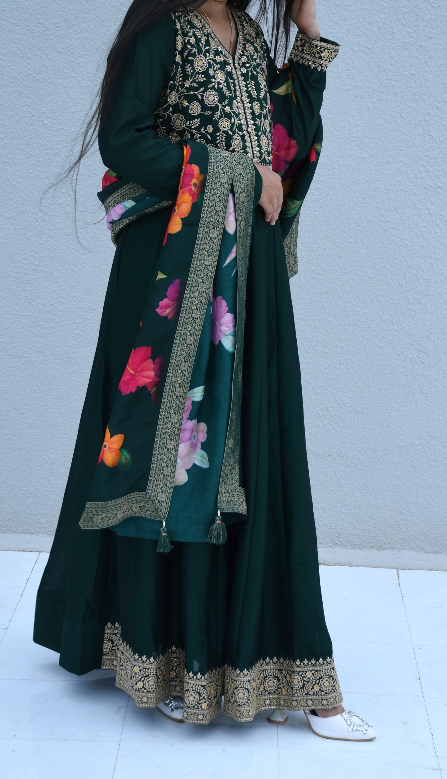 Emerald Bloom Anarkali Set