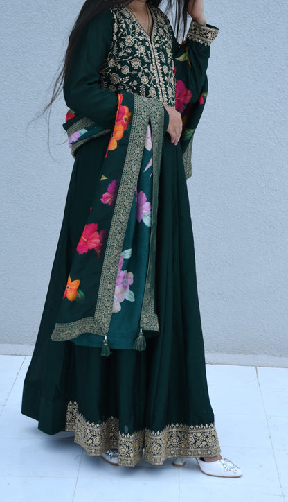 Emerald Bloom Anarkali Set